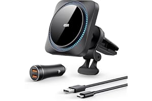 ESR HaloLock bezprzewodowy zestaw do ładowania samochodowego z CryoBoost, kompatybilny z ładowarką samochodową MagSafe, kompatybilny z iPhone 14/13/12, z szybką ładowarką samochodową 36 W QC 3.0,