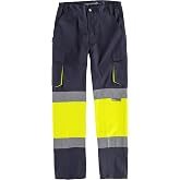 WORKTEAM High-Visibility Slim Fit Work Trousers with Reflective Tapes, Multi-pockets and Stretch Fabric. EN ISO 20471. Class