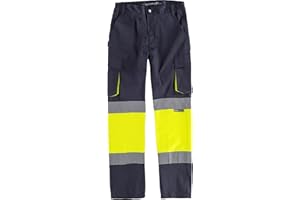 Work Team Pantalón Slim Fit de Alta Visibilidad y Cintas Reflectantes, Tejido Elástico. EN ISO 20471. Clase 1. Unisex