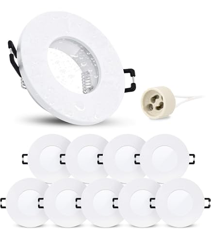 6er Set Superflache GU10 Einbaurahmen IP44 – Spritzwassergeschützt Für Bad, Küche & Außenbereich