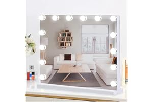 AOVQUOF Specchio trucco con luci, 50x40 cm, Grande Specchio trucco con luci da parete 17 luci LED, 3 modalità di illuminazione, con USB e ingrandimento 10x, specchio a muro, specchio con luci