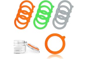 Gyxcelc 12 Pezzi Anelli di Tenuta Ermetici in Silicone, Anello di Tenuta in Silicone per Barattolo di Vetro, per Conservazione, Vetro,Sigillato(Arancione/Grigio/Verde)-7x9,5cm