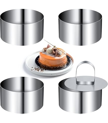 Set 6 Anelli Tondo Acciaio Inox Per Dolci - Con Pressa E Base Per Cheesecake E Mousse - Foto 9
