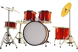 MUSIC LEGENDS COLLECTION Kit de batterie fait à la main rouge 15 cm de hauteur