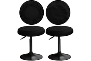 YINGAYOU Coprisgabello Rotondo Velluto 30-40 cm Copri Sgabello Rotondo Fodera Lussuoso Tessuto Morbido in Velluto, Elastico e Facile da Installare, Resistente Alle Pieghe, Lavabile (2, Nero)
