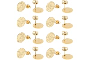 ‎UNICRAFTALE UNICRAFTALE 30Stk Flache Runde Ohrstecker 304 Edelstahl Gold DIY Ohrringe Zubehör Strukturiert Flach Rund Mit Gepunkteten Linien Damen Ohrstecker Selber Machen Set Für DIY Ohrringe Schmuckherstellung