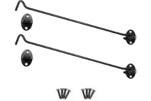 CHSEROK 2 Stück 300mm Sturmhaken, Sturmhaken mit Ose, Sturmhaken Edelstahl, mit Schrauben für Kabinenhaken, Türhaken und Riegel (schwarz)