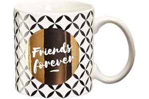 DRAEGER PARIS 1886 Friends Forever, Taza, Porcelana, Blanco, Negro y Oro, 1 Unidad (Paquete de 1)