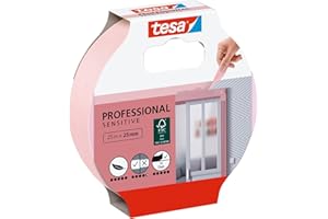 tesa Nastro per Mascherature su Tappezzeria - Nastro adesivo sottile per mascherature precise - Adatto per superfici interne sensibili - 25 m x 25 mm