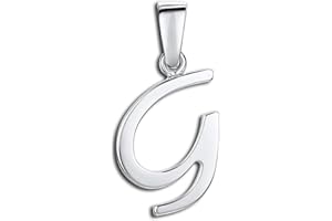 Amberta Gioielli - Ciondolo a Forma di Iniziale in Argento Sterling 925 - Pendente Classico per Donna alla Moda