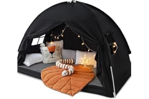 SHERILYN Full Size Bed Canopy Bed Tents Dream Tent on Bed Privacy Space Blackout Sleeping Tents Indoor Breathable Portable Cottage Drafty Room Floor Bed Tents (Large Black)