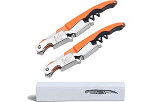 MADEHAY Tire Bouchon en Acier Inoxydable,70g 3 en 1,Ouvre-Bouteilles de Bière Bhampagne Vin (orange/2 pièces)