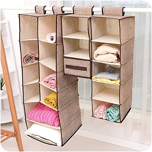 szxuanzhicai Home Hanging Clothes Storage Box (5 Shelving Units) Friendly Closet Cubby, Sweater &amp; Handbag Organizer - Keep Your Wardrobe Clean &amp; Tidy. Easy Mount