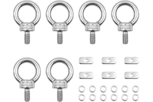VOANZO 6Pack Stainless Steel Kayak Track Mount Tie Down Eyelet Rail for Kayak Canoe Boat Bungee Cord or Ropes Replacement Kit