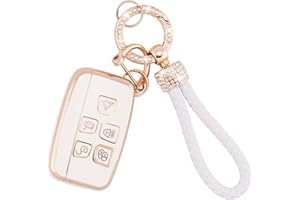 Koaudb - Funda Protectora para Llave de Coche para LR4 Range Rover Sport Evoque Jaguar XF XJ XJL F-Pace 5 Botones Smart Key Fob Case Soft TPU Key Case Protector con Llavero (Rov)