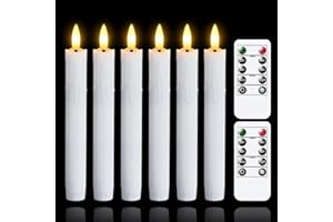 Mavandes candele tremolanti senza fiamma con due telecomandi, 19CM bianco candele LED a batteria per finestre, set di 6 in plastica senza fiamma effetto cera(2,2 cm di diametro)