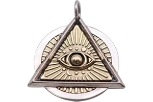 FORFOX Retro 925 Sterling Silver Illuminati Freemason Masonic All Seeing Eye of God Necklace Two Tone Eye of Providence Pendant for Men Women 60cm