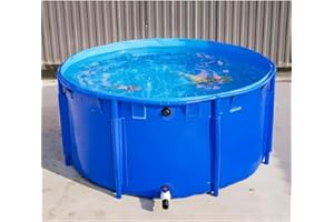 Zfmnoyev MAHFEI Segeltuch-Fischteich-Pool, runder Pool über Boden, Schwimmbäder über Boden, bringen faltbar, verschleißfest, Outdoor-Zucht, Reservoir (Farbe : Blau, Größe : 1.5x1.