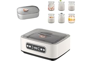 EUNEWR Joghurtbereiter, Joghurtmaschine inkl. 6 Glasbehälter à 100 ml für bis 1,6L selbstgemachten Joghurt, für den Heim-Bio-Joghurt, Käse-/Natto-Zubereiter