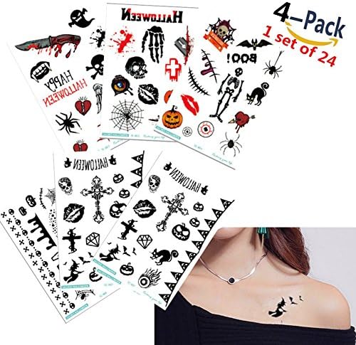 Tattoo stickers, Non-toxic and Waterproof Tattoo Stickers , Fashion Body Art Stickers, Body Hand Neck Ear Art (4 PCS)