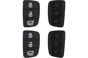 PTJJXA 4 gumowe przyciski samochodowe, 3 przyciski, zamiennik klawiszy zapasowych do kluczyka samochodowego, pilot zdalnego sterowania, czarny gumowy przycisk, obudowa kluczyka, przyciski zapasowe do i30 i40