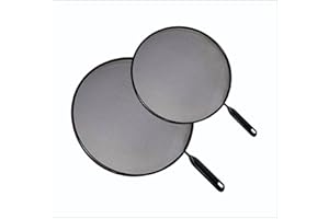 MUQSIT 2 Pc Splatter Screen for Frying Pan, Frying Pan Splatter Guard Stainless Steel Large 28cm (11’’) & Small 26cm (10.3’) Stops Hot Oil Splash Protects Skin from Burns. Cover Guard for Cooking, Frying