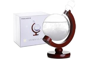 POHOMEGK Christmas Storm Glass Gifts Creative Nordic Style Decorative Fashionable Wooden Base Bottle Home and Office Globe Decor for Shelf and Tables Holiday Decorations