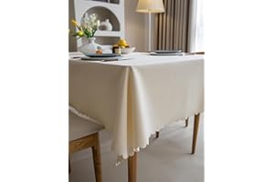 Fusehngre 51"x 94.5" Waterproof Rectangle Tablecloth Oil Spill Proof Wrinkle Resistant Table Cover Cotton 6-8 seats Table Cloth for Dining, Kitchen, 130 x 240 cm Ivory
