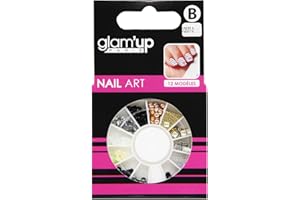 GLAM UP Glam'Up Paris - Roue Carrousel Nail Art – Décoration Ongles - Accessoires Manucure - Beauty Carrousel 3D - Boîte à Compartiments et Couvercle Rotatif - N°77-2 - Or, Noir, Blanc, Argent