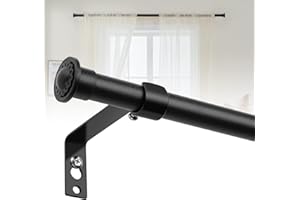 DAKEPOLE Tringles à Rideaux Extensibles 76-270cm, Ensemble Stable de Tringles à Rideaux Noir mat Rail de Rideau, Tringles à Rideaux en Acier Inoxydable pour Chambre à Coucher, Salon, Chambre d'enfant