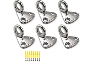 FLOMORE Fending Hook Marine Grade 316 Stainless Steel Pad Eye Fender Hook Boat Ship Hardware Come with Screws (Pack of 6)