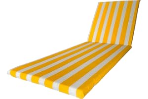 ‎IL TUO ARTIGIANO DESIGN Il Tuo Artigiano Design Wasserdichtes Kissen für Sonnenliege, 190 x 60 cm, wasserabweisendes Polyester, abnehmbarer Bezug, hergestellt in Italien (Weiß und Gelb)