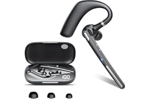 CASCHO Manos Libres Auricular Bluetooth V5.4, Auriculares inalambricos Bluetooth con Doble Micrófono Cancelación, 100H en Espera, Función de Silencio, Conexión Dual, Manos Libres Oreja para Oficina