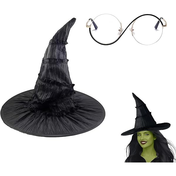 Chapeau De Sorcière Halloween Xanthelle Avec Lunettes - Pour Femmes Et Enfants - Accessoire Déguisement Carnaval, Soirée à Thème