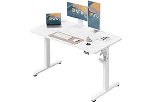 ‎VFU VFU Höhenverstellbarer Schreibtisch 120 x 60 cm, Schreibtisch Höhenverstellbar Elektrisch mit Memory Funktion, Stehpult, Verstellbarer Tisch, Computertisch für Büro, Standing Desk, Weiß