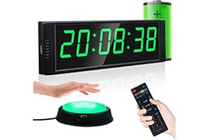 Ousmile Gym Timer Clock for Home Gym, Fitness Timing with Start/Stop Button, Interval Timer for Workout, Stopwatch/Countdown Time with Remote, 12/24H Digital Wall Clock Gym Accessories