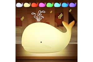 Laliled Luz Nocturna Infantil Luz Nocturna para Niños Ballena Luz Quitamiedos Lámpara Bebé, Silicona Seguro para Bebé Niño Ahorro de Energía, Regalo para Niños Bebé
