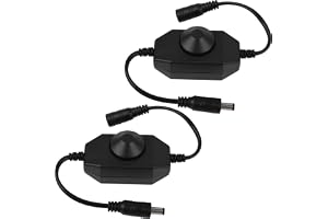 Kaelaxroy LED-dimmer 12 V 24 V, 2 stycken PWM-styrenheter roterande regulator, steglöst dimbar inline dimmer för LED-remsor C