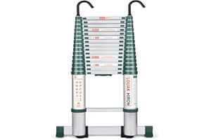 LOUAK&HIRON Teleskopleiter für Zuhause 4,7 m Aluminium Verlängerung, Klappleiter Wohnmobil Dachbodenleiter