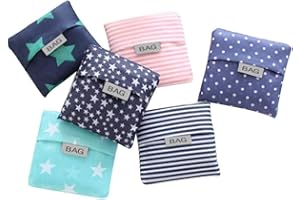 Kaxich 4 Pack Foldable Shopping Bags Reusable Eco-friendly Grocery Tote Bags Shopper Bag Folding into Attached Pouch (Random Color)