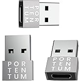 PORTENTUM 3X Adattatore USB C USB A - USB C Femmina a USB Maschio, Velocità 2.0, 480 MB, corpo premium in zinco ad alta resis