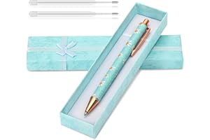 WINCREDULOUS 1 Piece Sparkly Floral Pens Gift Set,Floral Pen,Bling Metal Floral Pen,Shiny Daisy Ballpoint Pen,Smooth Writing,Black Ink Retractable Ballpoint Pens,Pretty Flora Pens for Women (Candy Blue)