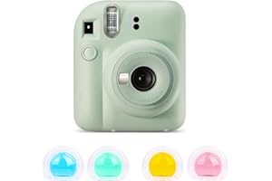 Wonsoso Farbfilter Tragbares für Fujifilm INSTAX Mini 12 Sofortbildkamera, 4 Stück Filterset Farbfilter für Sofortbildkameras die Nahaufnahme von Objektivlinsen, Gelb Rot Blau Grün 4-Linsen-Filterset