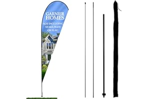 Anley Set Asta Bandiera con Piume a Goccia - Set Asta Bandiera svolazzante assemblato con Borsa per Il Trasporto - Adatto per Bandiere Piuma da 2,5 Piedi X 5,5 Piedi (Non Inclusa) - Solo Asta