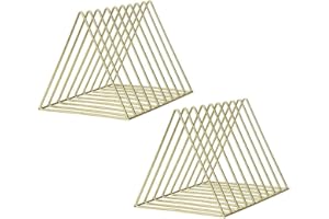 CASEETO Xihaoer 2pcs Magazine Rack Book Record Holder, Desktop Iron Storage Rack Bookshelf Multifunction Triangle File Organizer Decor Home Office (gold)