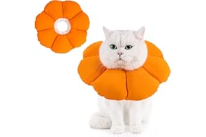Avont Halskrause Katze, Einstellbar Halsband Weich Halskragen Cat Leckschutz Kragen für Klein Hund Nach Operation Schutzkragen -L|Orange