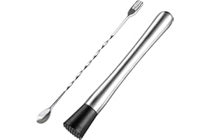 LAHVIUU Muddler koktajlowy, 25 cm, kruszarka do lodu, koktajl, mieszadła z 1 łyżką mieszającą, do domu, kuchni, baru, restauracji i sklepu z napojami