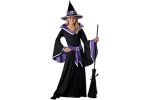 Tante Tina Hexenkostüm Mädchen - 3-teiliges Mädchen Kostüm Hexe mit Kleid , Gürtel und Hut - Schwarz, Lila - Größe XL ( 152 ) - geeignet für Kinder von 10 bis 12 Jahren