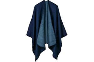Lifetooler Poncho de Mujer Chaqueta de Frente Abierto Chaqueta de Primavera Dama de Capa Reversible Impreso de Gran tamaño Envolturas a Cuadros Tartán Patrón geométrico Mantón
