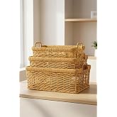 Digithome 3'l&uuml; Hasır Rattan Organizer Sepet - BB6064